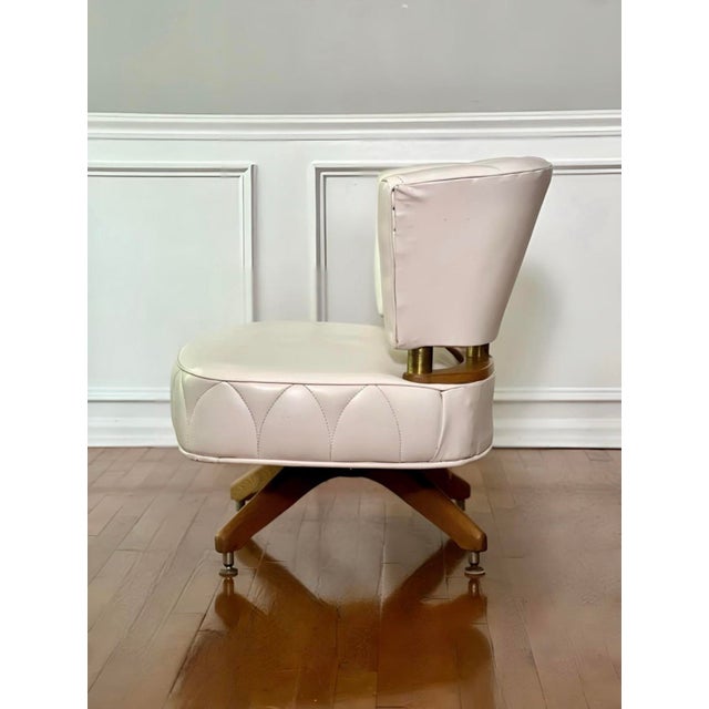 Turquoise 1960s Set of 3 Faux Leather Swivel Lounge Chairs Attributed to Kroehler For Sale - Image 8 of 18