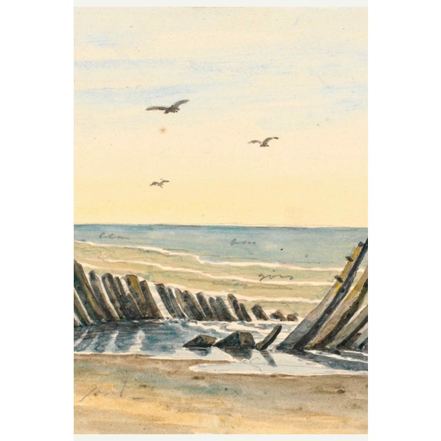 Contemporary Wreck on the Beach, Vintage Coastal Art Print, 60" X 40" For Sale - Image 3 of 7