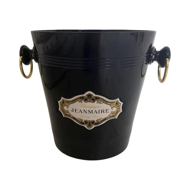 Blue Dark Blue Jeanmaire Champagne Bucket with Brass Handles from Vogalu For Sale - Image 8 of 8
