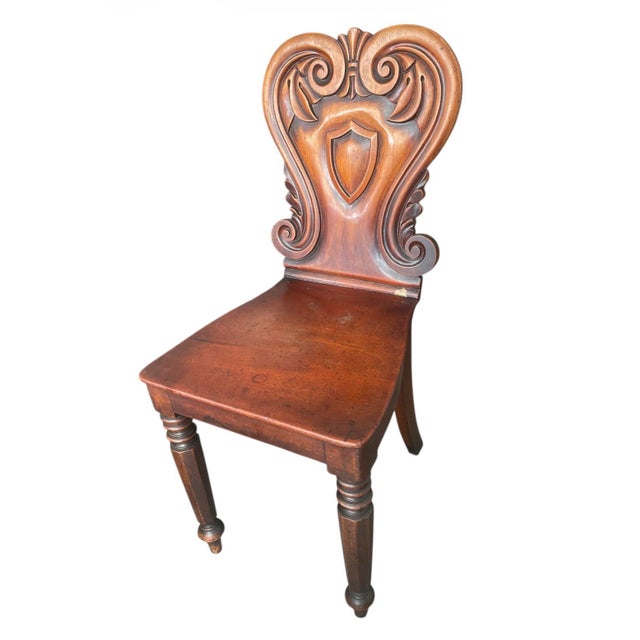 Antique Neoclassical Style Carved Hall Chair With Shield Motif For Sale - Image 4 of 10