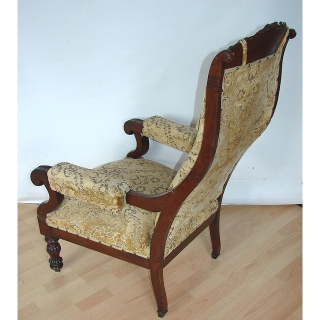 Antique Carved Walnut Armchair, Turn of the 19th and 20th Centuries For Sale - Image 9 of 16