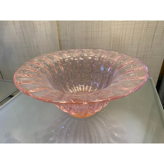 Contemporary Contemporary Handmade Pink With Air Balls Murano Glass Style Vase For Sale - Image 3 of 10