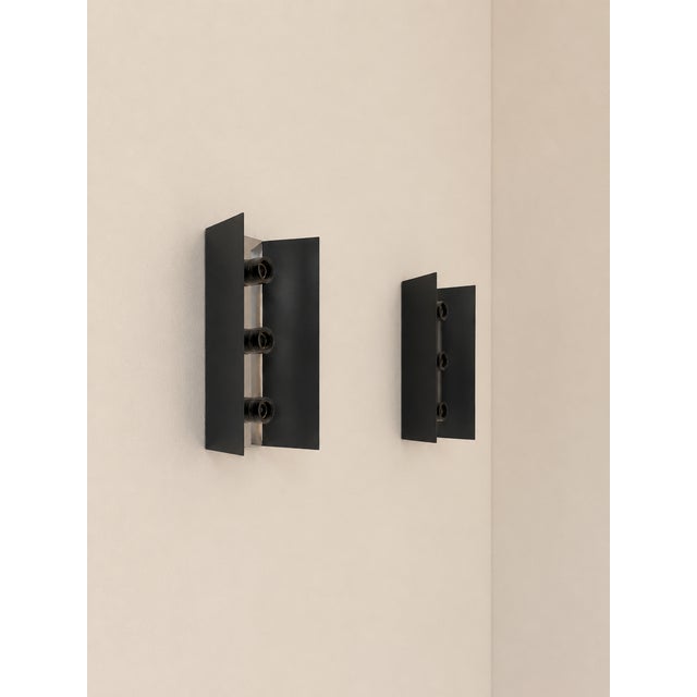 Black and Chrome Metal Wall Sconces, France, 1970, Set of 2 For Sale - Image 3 of 6