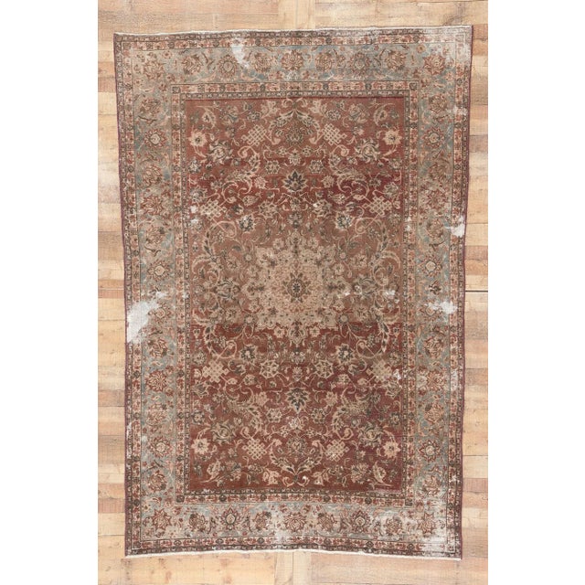 Early 20th Century Distressed Antique Persian Tabriz Rug, 06'05 X 09'08 For Sale - Image 9 of 10