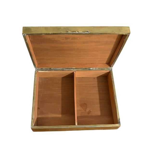 Vintage Chinoiserie Canton Enamel Brass Trinket Jewelry Box Wood Lined For Sale - Image 9 of 9