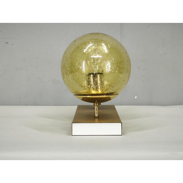 Metal Vintage Czech Space Age Double Wall Light with Amber Bubble Glass Globes, 1970s For Sale - Image 7 of 15