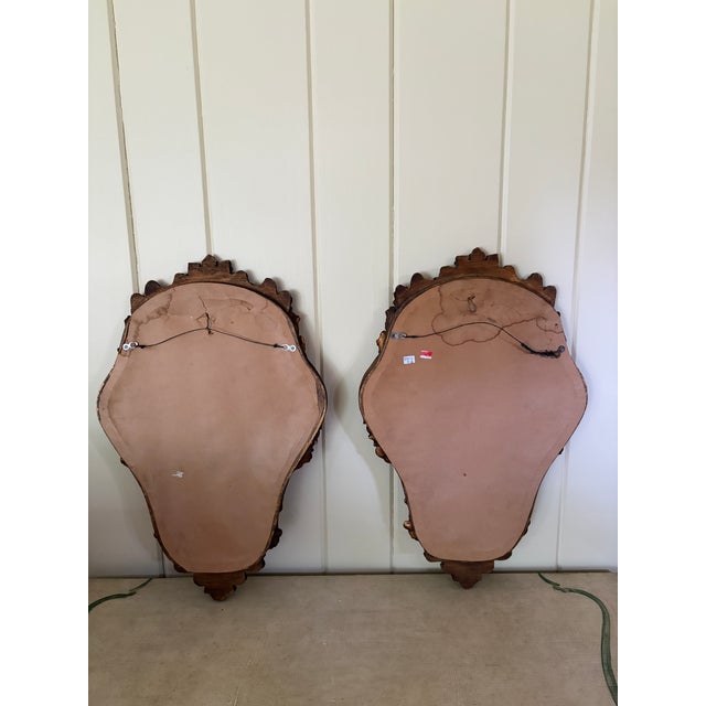 Pair of Italian Rococo Giltwood Mirrors With Antiqued Glass For Sale - Image 14 of 14