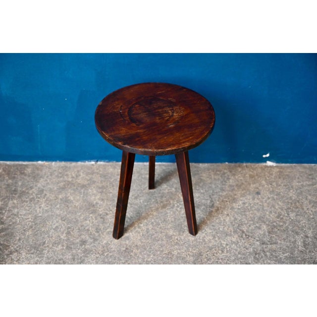 Brutalist Tripod Side Table in Wood, 1970s For Sale - Image 4 of 6