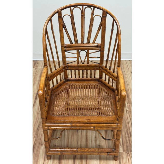 Chinoiserie Vintage Brighton Pavilion Style Burnt Bamboo Chair For Sale - Image 3 of 13