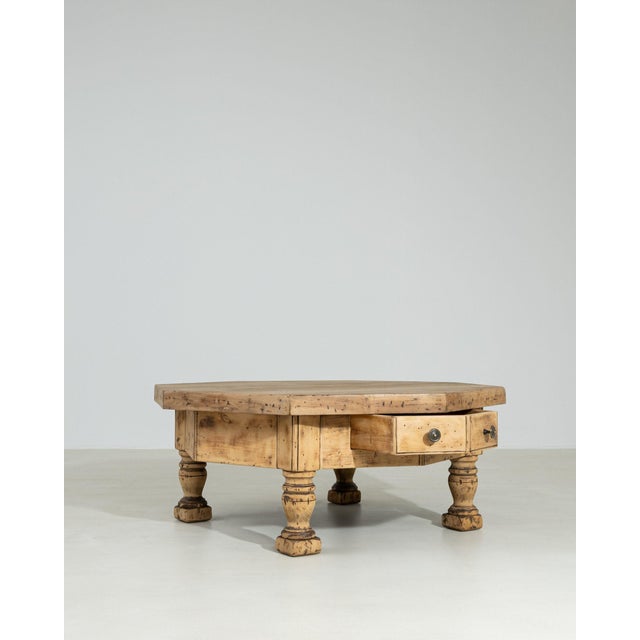 1970-1979 France Weathered Honey Oak Carved Oak Coffee Table For Sale In Greensboro - Image 6 of 10