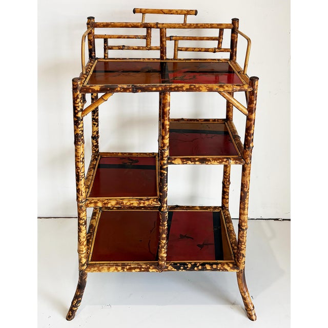 Chinoiserie Antique Chinoiserie English Tortoiseshell Bamboo Etagere Display For Sale - Image 3 of 9