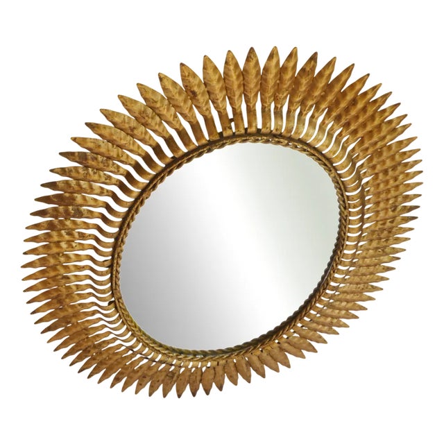 Large Vintage Italian Sunburst Wall Mirror, 1960s For Sale