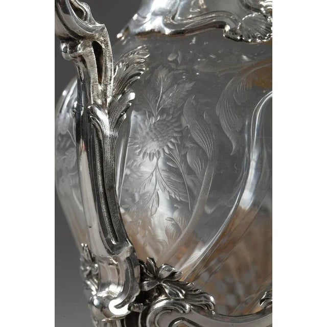 19th Century Crystal Silver Mounted Ewer from Edouard Ernie, 1880s For Sale - Image 5 of 10