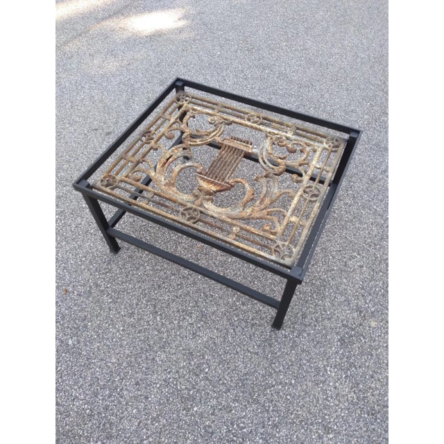 Contemporary Iron Gate Artifact Coffee Table With Patina For Sale - Image 3 of 6