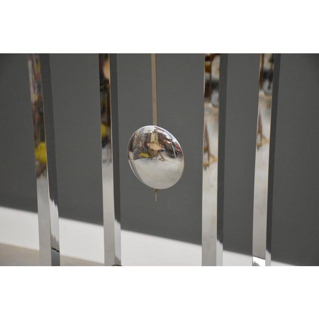 Chrome Mid 20th Century Modern Rosewood and Chrome Grandfather Clock For Sale - Image 8 of 10