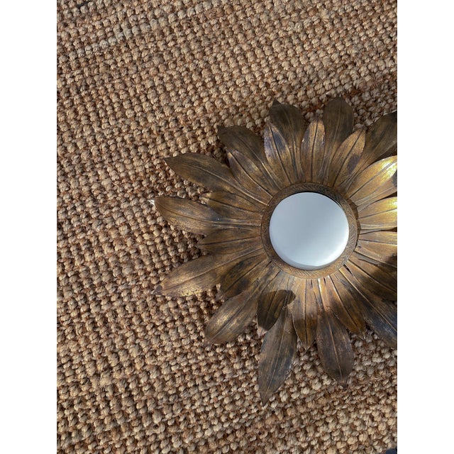 1920s Antique Spanish Sunburst Iron & Glass Light Fixture For Sale - Image 5 of 5