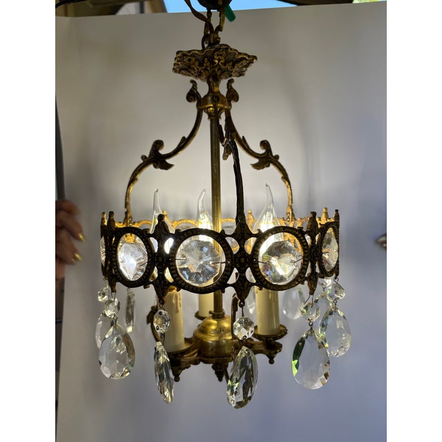 1950s Vintage 1950's Italian Cage-Style Chandelier For Sale - Image 5 of 5