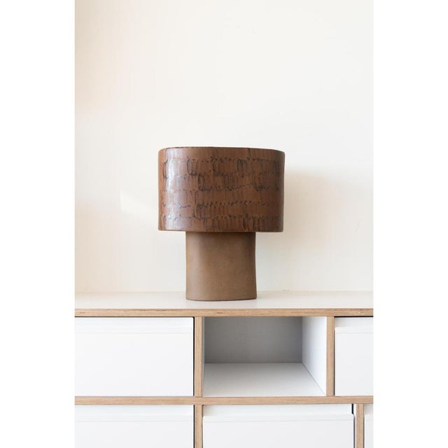 Large Table Lamp in Stoneware with Hand-Painted Glaze by Lucas Huillet For Sale - Image 11 of 17