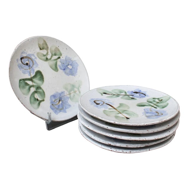French Vintage Ceramic Plates by Albert Thiry, 1960s, Set of 6 For Sale