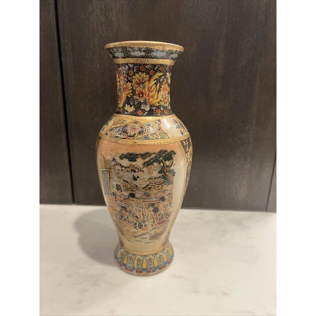 Mid-Century Modern Vintage Chinese Handpainted Intricate Porcelain Vase For Sale - Image 3 of 5