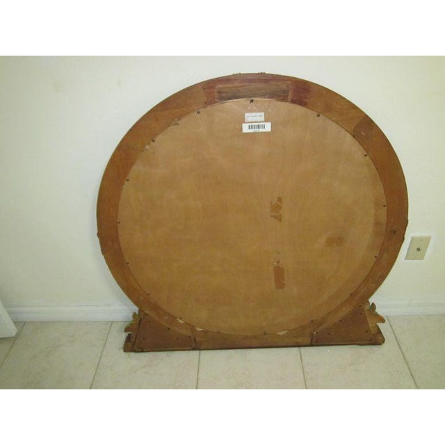 1980s Tommy Bahama Style Round Mirror Medium Tone Wood Frame For Sale - Image 9 of 12