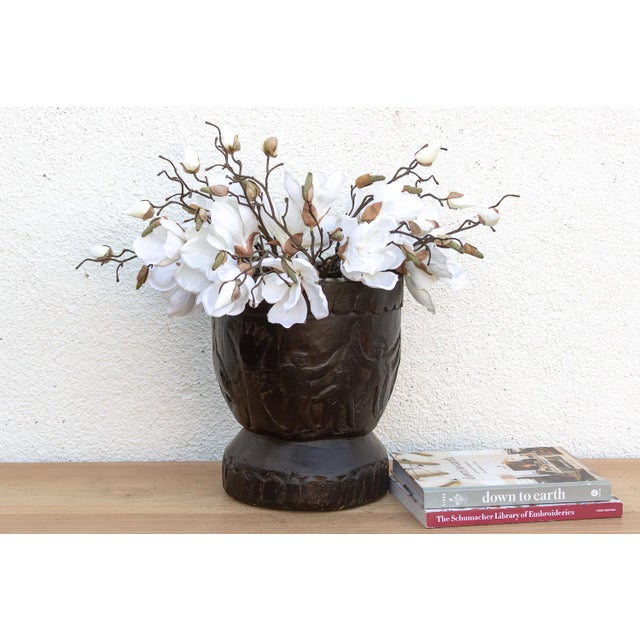 Wood Antique Figural Wood Carved Vessel For Sale - Image 7 of 7