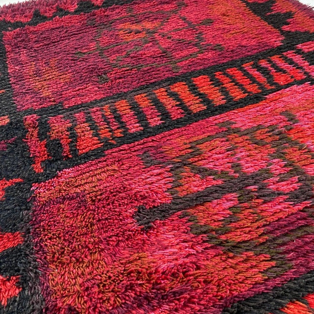 Scandinavian Abstract High Pile Rya Rug, Sweden 1960s For Sale - Image 13 of 18