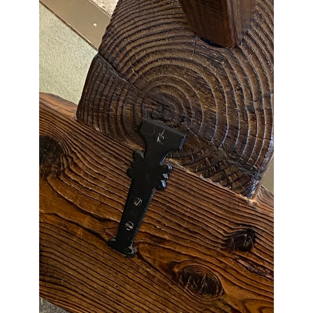 Brown Vintage Brutalist Tripod Chair in Carved Wood, 1970s For Sale - Image 8 of 18