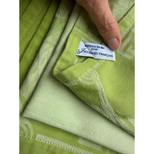 Pistachio Vintage French Jacquard Tablecloth Designed by Primrose Bordier for Le Jacquard Français For Sale - Image 8 of 10