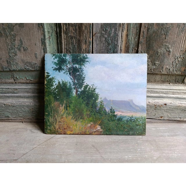 Oil painting on board, signed A. Gillaz, from the middle of the 20th century. It represents a landscape in the...