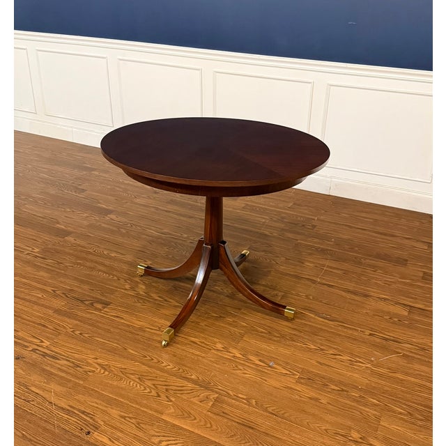 Traditional Round Walnut Occasional Table by Leighton Hall - Showroom Sample For Sale - Image 10 of 10