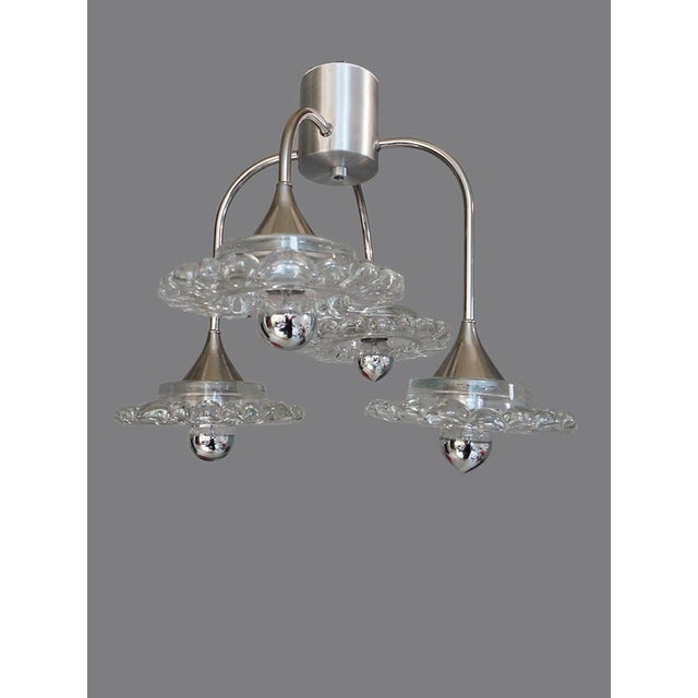 Metal Sputnik Water Drop Flush Mount in Murano Glass & Chrome from Peill & Putzler, Germany, 1960s For Sale - Image 7 of 9