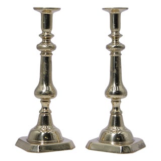 Pair of Virginia Metalcrafters Harvin Brass Candlesticks For Sale