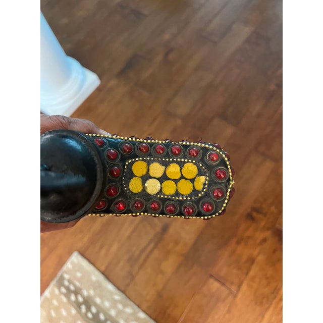 Gold Vintage Mosaic Bottle With Decorative Topper For Sale - Image 8 of 12