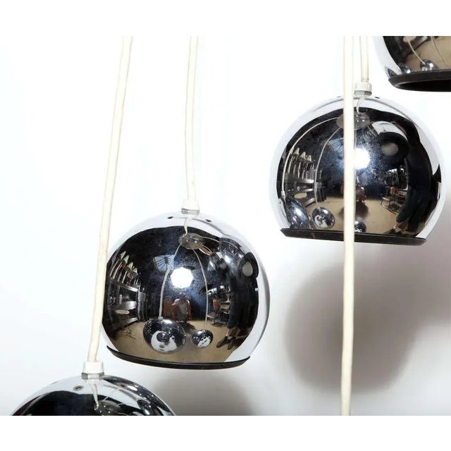 1960s 1960s Goffredo Reggiani Five Tiered Chrome Globe Hanging Lamp For Sale - Image 5 of 6