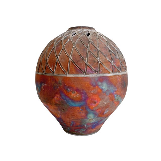 VTG Steve Ernt Raku Studio Art Pottery Signed Metallic Glaze 7" For Sale In New York - Image 6 of 10