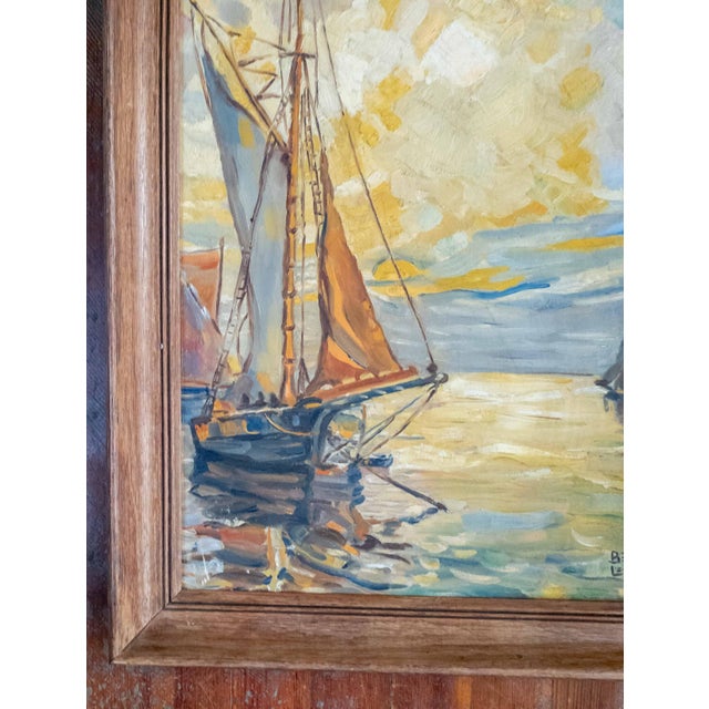 Mid-Century Modern Abstract Impressionist Nautical Painting of a Sailboat, Signed For Sale In New York - Image 6 of 16