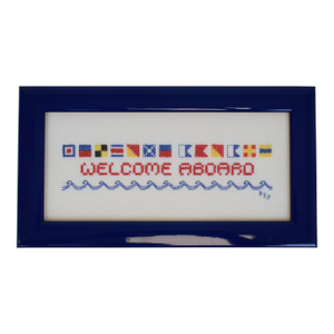 Nautical Needlepoint "Welcome Aboard" W/ Signal Flag