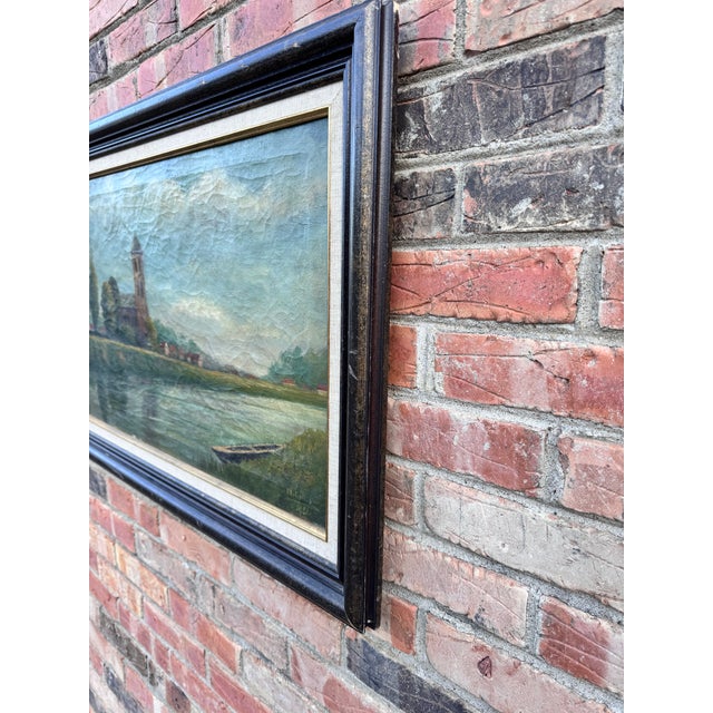 Blue Early 20th Century English Oil on Canvas For Sale - Image 8 of 9