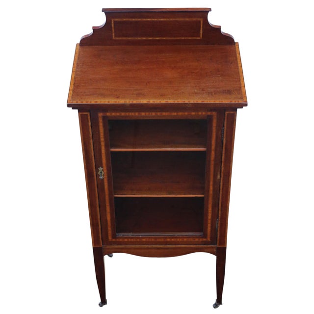 Antique Edwardian Inlaid Mahogany Display Cabinet or Bookcase, 1910s For Sale - Image 6 of 8