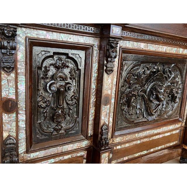 Brown Mid 19th Century French Napoleon III Black Carved Ebonized Bed with Cherubs For Sale - Image 8 of 18