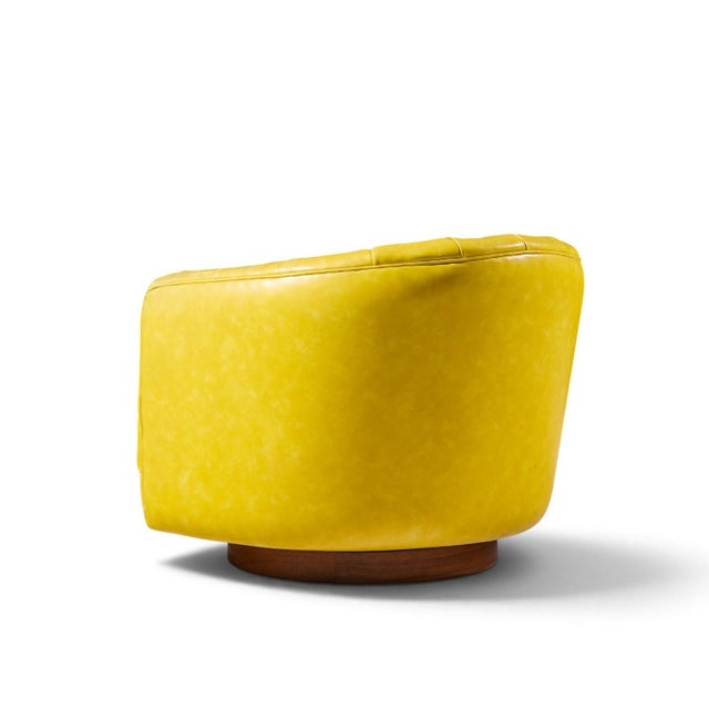 Yellow Milo Baughman for Thayer Coggin Mid Century Tufted Swivel Lounge Chairs - Pair For Sale - Image 8 of 13