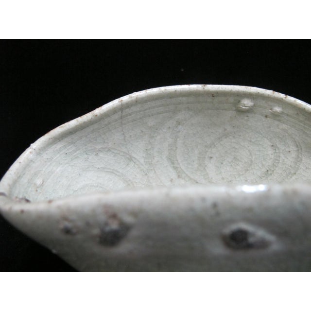 Ceramic Chinese Song Yuan Rustic Style Celadon Incised Floral Oblong Pottery Bowl For Sale - Image 7 of 10