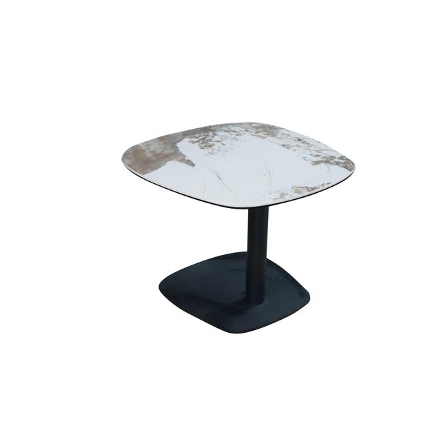 Contemporary Late 20th Century Lerin Ceramic Faux Marble Modern Contemporary End Table 26" For Sale - Image 3 of 15