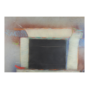 Late 20th Century Dark Window Abstract Expressionist Mixed Media Painting