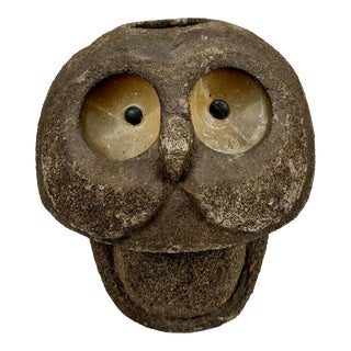 Mid-Century Brutalist Tiki Mushroom Owl Wax Candle Sculpture For Sale