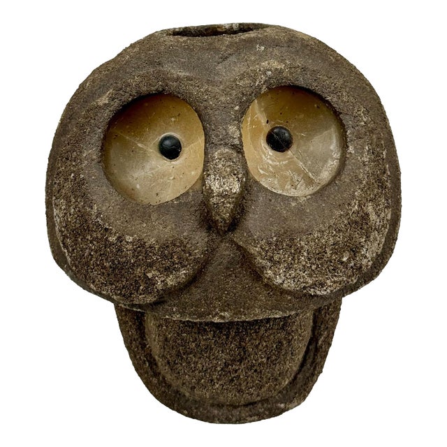 Mid-Century Brutalist Tiki Mushroom Owl Wax Candle Sculpture For Sale