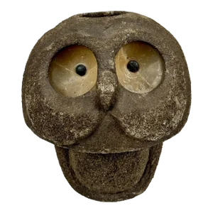 Mid-Century Brutalist Tiki Mushroom Owl Wax Candle Sculpture
