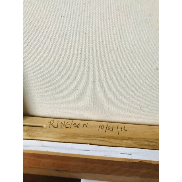 American Framed Rob J Nelson Desert Mesa Nighttime Oil Painting For Sale - Image 3 of 11