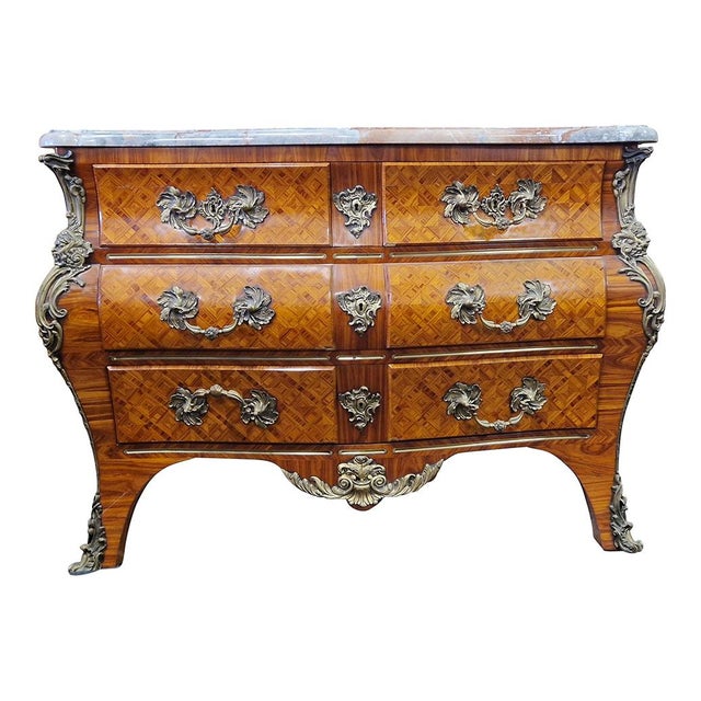 Wood French Louis XV Style Chest of Drawers, 1960s For Sale - Image 7 of 7